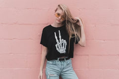Skeleton Hand Graphic Print T-Shirt