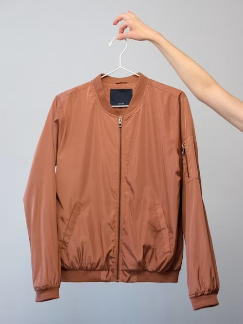 Terracotta Zip-Up Bomber Jacket